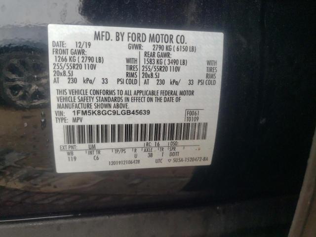 1FM5K8GC9LGB45639 - 2020 FORD EXPLORER ST BLACK photo 13