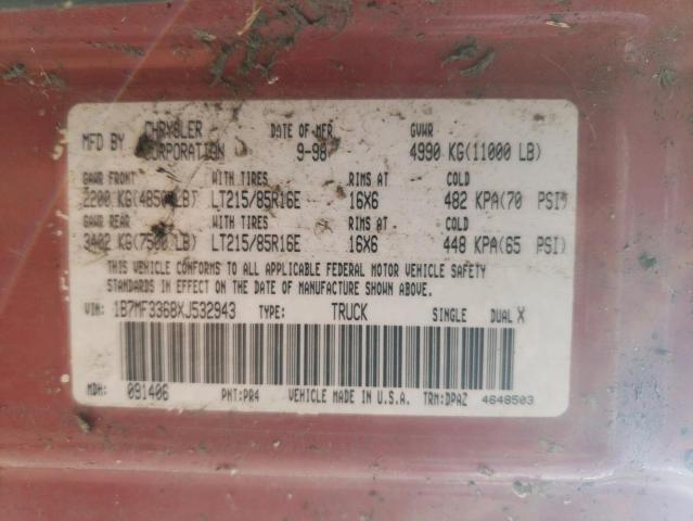 1B7MF3368XJ532943 - 1999 DODGE RAM 3500 Կարմիր լուսանկար 12