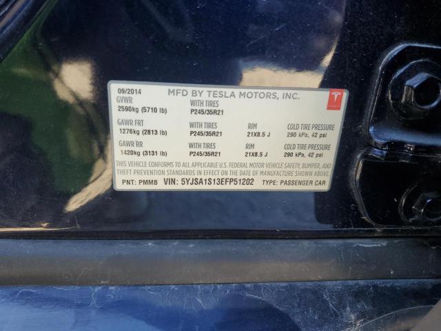 5YJSA1S13EFP51202 - 2014 TESLA MODEL S Սև լուսանկար 12