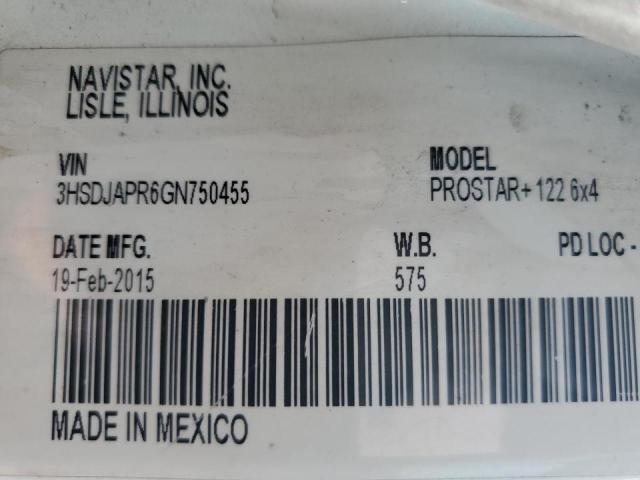 3HSDJAPR6GN750455 - 2016 INTERNATIONAL PROSTAR თეთრი ფოტო 10