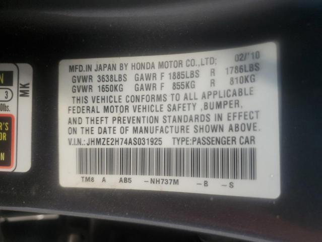 JHMZE2H74AS031925 - 2010 HONDA INSIGHT EX GRAY photo 13