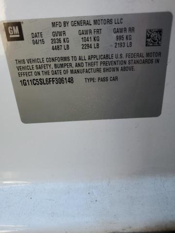 1G11C5SL6FF306148 - 2015 CHEVROLET MALIBU 1LT 白色 照片 12