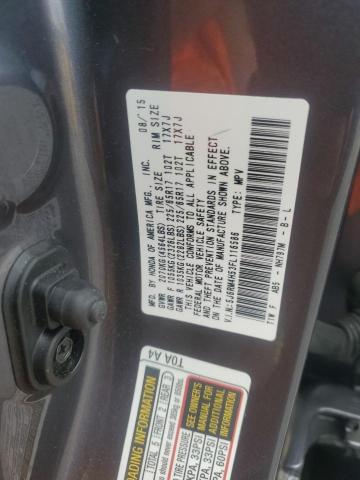 5J6RM4H53FL116586 - 2015 HONDA CR-V EX ნაცრისფერი ფოტო 13