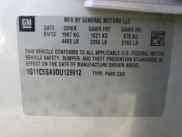 1G11C5SA9DU129912 - 2013 CHEVROLET MALIBU 1LT SILVER photo 12