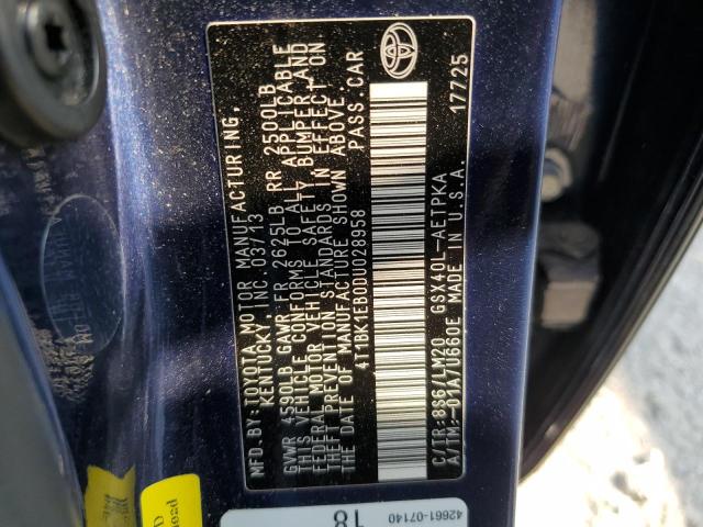 4T1BK1EB0DU028958 - 2013 TOYOTA AVALON BASE 蓝色 照片 12