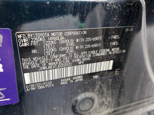 JTMRJREV1JD202532 - 2018 TOYOTA RAV4 HV LE Niebieski zdjęcie 12