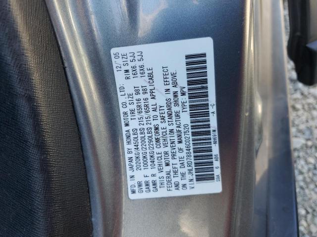 JHLRD78846C027520 - 2006 HONDA CR-V EX SILVER photo 13