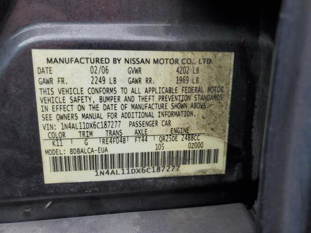 1N4AL11DX6C187277 - 2006 NISSAN ALTIMA S CHARCOAL photo 12