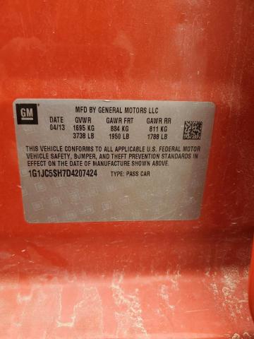 1G1JC5SH7D4207424 - 2013 CHEVROLET SONIC LT برتقالي صورة 12