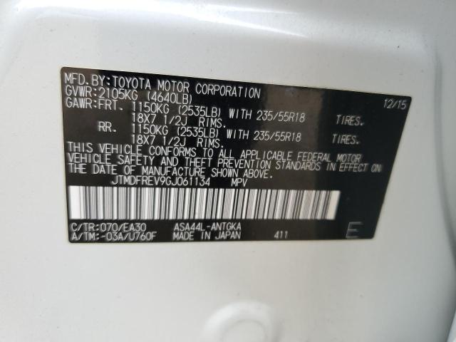 JTMDFREV9GJ061134 - 2016 TOYOTA RAV4 LIMITED თეთრი ფოტო 13