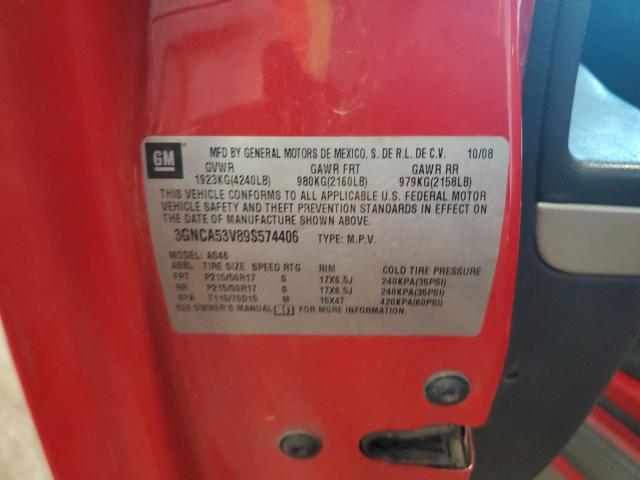 3GNCA53V89S574406 - 2009 CHEVROLET HHR LT RED photo 14