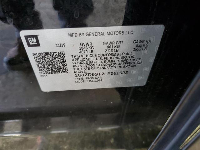 1G1ZD5ST2LF061523 - 2020 CHEVROLET MALIBU LT BLACK photo 12