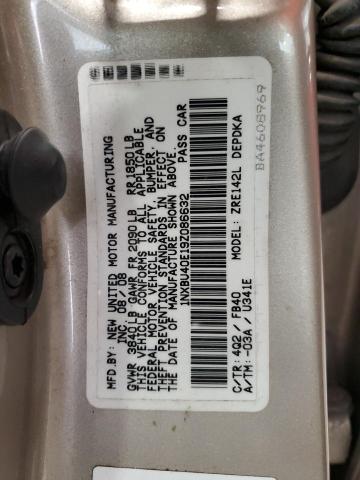 1NXBU40E19Z086632 - 2009 TOYOTA COROLLA BASE TAN photo 12