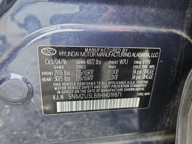 5NMZU3LB8HH019871 - 2017 HYUNDAI SANTA FE S 蓝色 照片 13