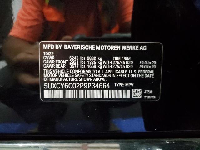 5UXCY6C02P9P34664 - 2023 BMW X6 XDRIVE40I Սև լուսանկար 13