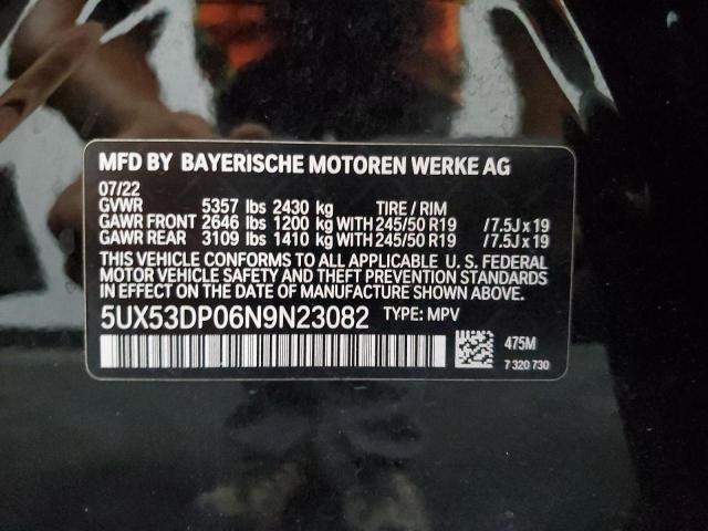 5UX53DP06N9N23082 - 2022 BMW X3 XDRIVE30I BLACK photo 13