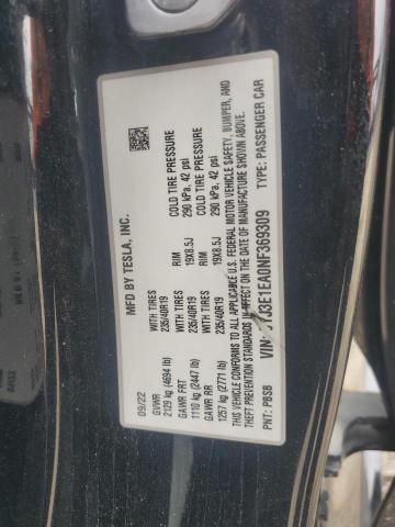 5YJ3E1EA0NF369309 - 2022 TESLA MODEL 3 BLACK photo 12
