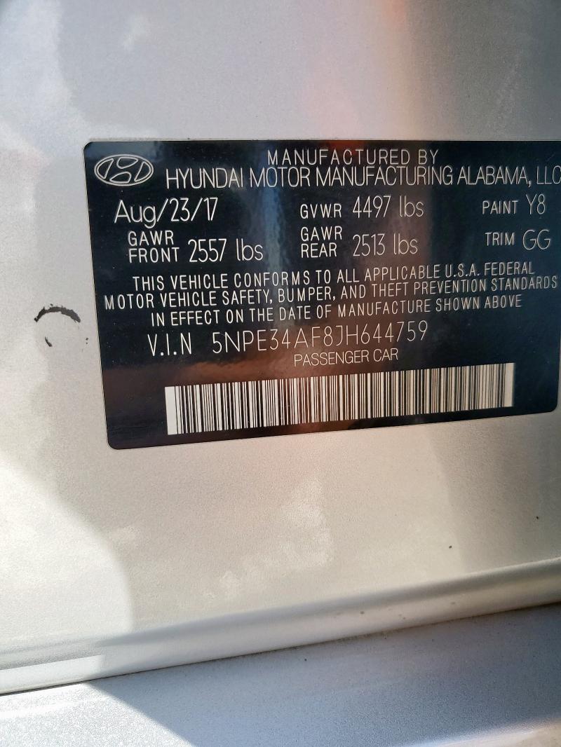 5NPE34AF8JH644759 - 2018 HYUNDAI SONATA SPORT Күміс фото 12