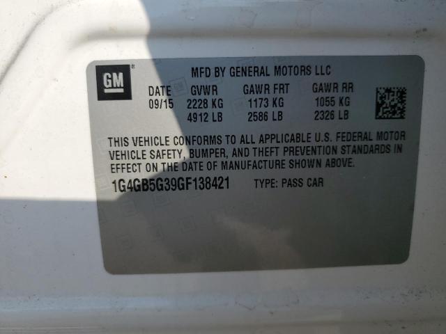 1G4GB5G39GF138421 - 2016 BUICK LACROSSE WHITE photo 12