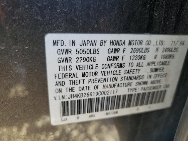 JH4KB26619C002117 - 2009 ACURA RL CHARCOAL photo 12