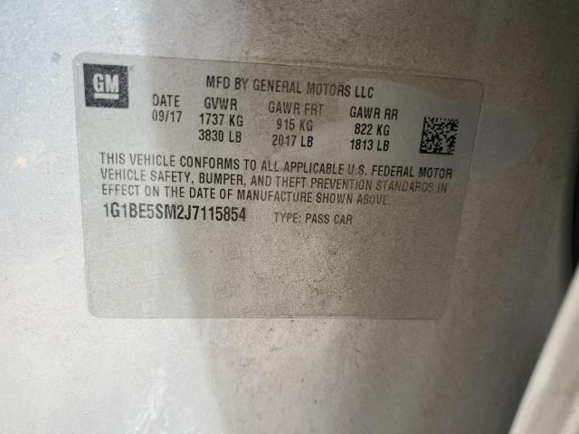 1G1BE5SM2J7115854 - 2018 CHEVROLET CRUZE LT 灰色 照片 12