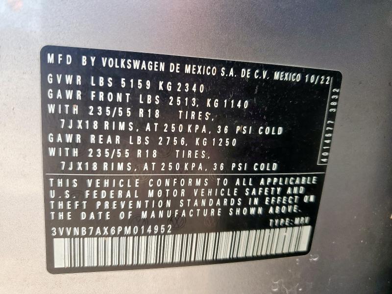 3VVNB7AX6PM014952 - 2023 VOLKSWAGEN TIGUAN SE Արծաթագույն լուսանկար 13