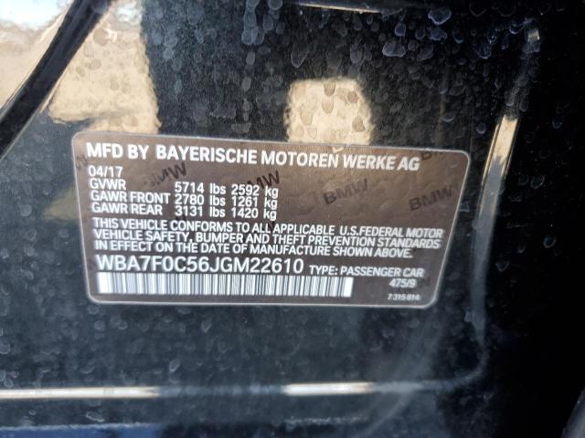 WBA7F0C56JGM22610 - 2018 BMW 750 I BLACK photo 12