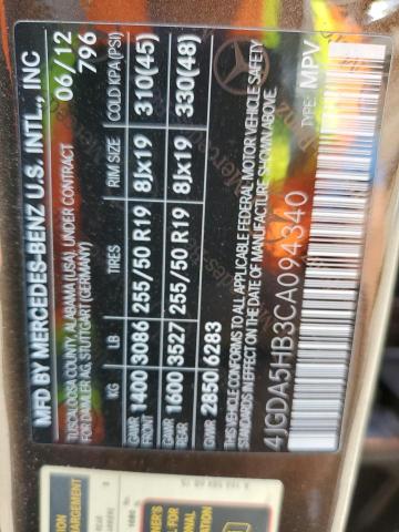 4JGDA5HB3CA094340 - 2012 MERCEDES-BENZ ML 350 4MATIC BROWN photo 13