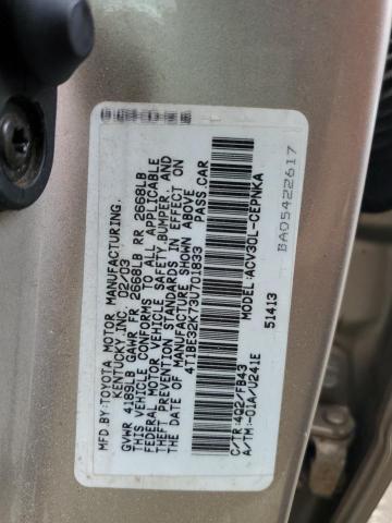 4T1BE32K73U701833 - 2003 TOYOTA CAMRY LE TAN photo 12