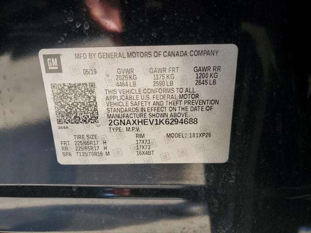 2GNAXHEV1K6294688 - 2019 CHEVROLET EQUINOX LS Czarny zdjęcie 14