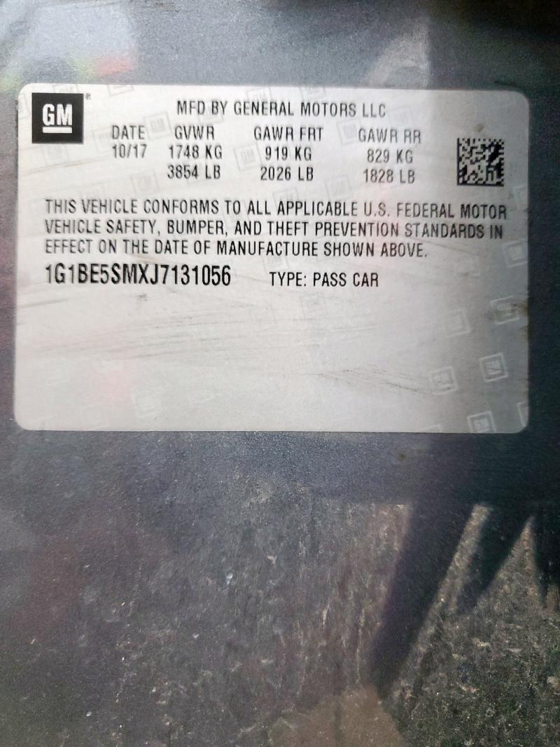 1G1BE5SMXJ7131056 - 2018 CHEVROLET CRUZE LT Сұр фото 12