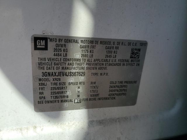 3GNAXJEV4JS567629 - 2018 CHEVROLET EQUINOX LT أبيض صورة 13