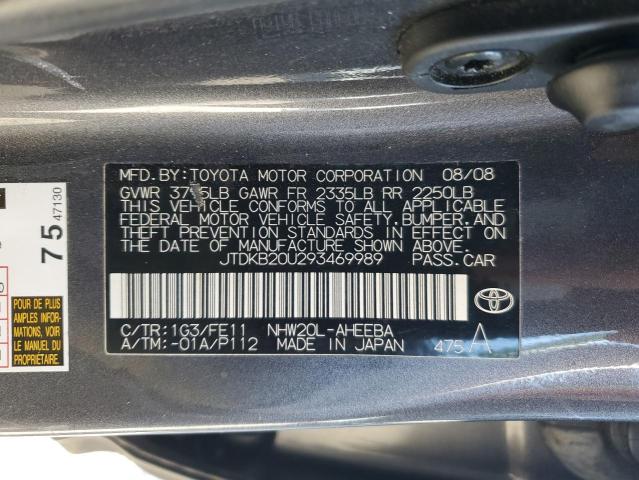 JTDKB20U293469989 - 2009 TOYOTA PRIUS GRAY photo 12