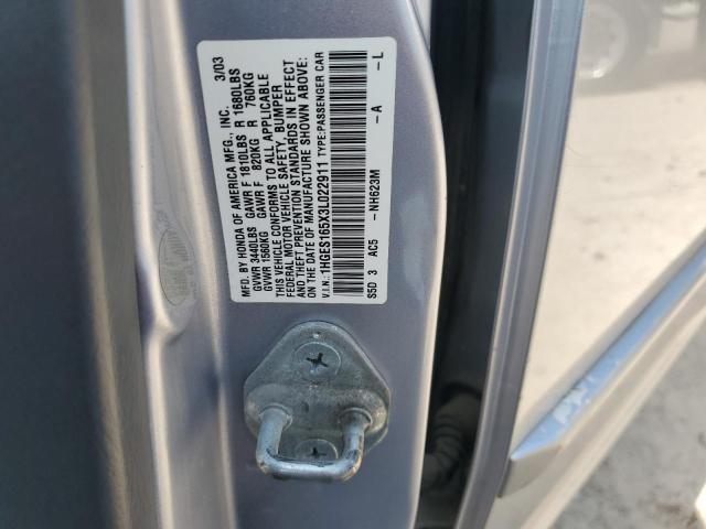 1HGES165X3L022911 - 2003 HONDA CIVIC LX 银色 照片 12