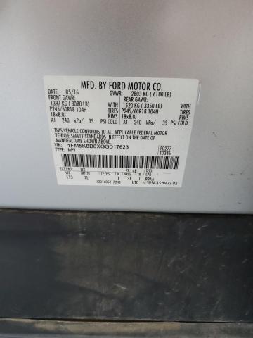 1FM5K8B8XGGD17623 - 2016 FORD EXPLORER SILVER photo 13