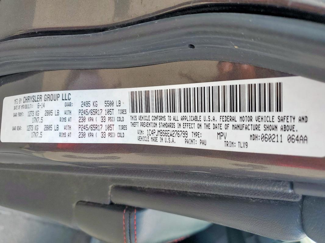 1C4PJMBS6EW276799 - 2014 JEEP CHEROKEE TRAILHAWK 石墨色 照片 14