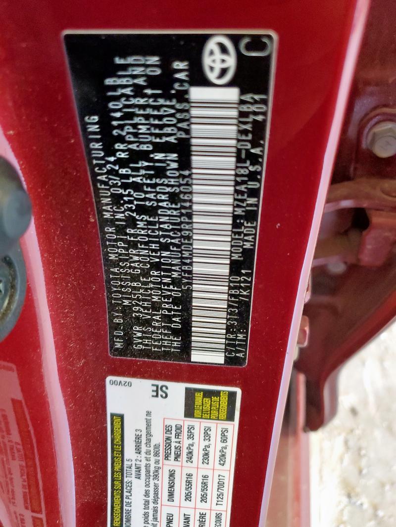 5YFB4MDE9RP146054 - 2024 TOYOTA COROLLA LE ბურგუნდია ფოტო 13