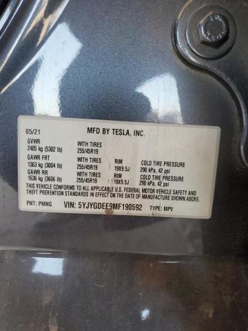 5YJYGDEE9MF190592 - 2021 TESLA MODEL Y GRAY photo 13