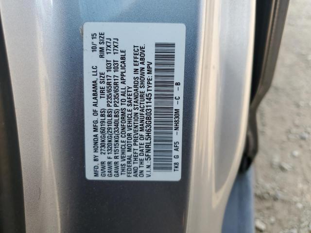 5FNRL5H63GB031145 - 2016 HONDA ODYSSEY EXL SILVER photo 14