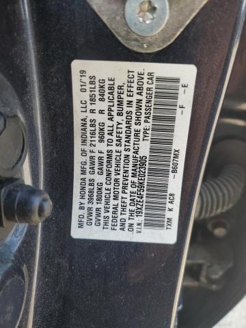 19XZE4F59KE023905 - 2019 HONDA INSIGHT EX ლურჯი ფოტო 12