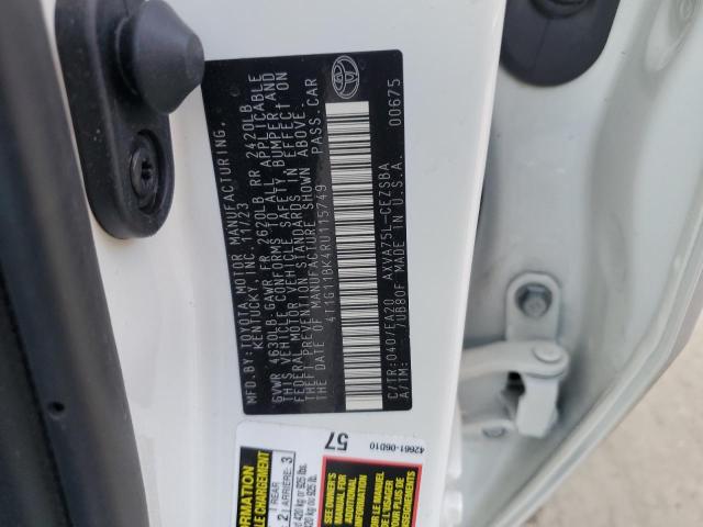 4T1G11BK4RU115749 - 2024 TOYOTA CAMRY SE NIGHT SHADE WHITE photo 12