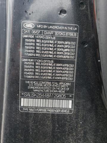 SALSK25448A129805 - 2008 LAND ROVER RANGE ROVE HSE BLACK photo 14