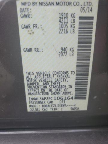 1N4AL3AP2FC106164 - 2015 NISSAN ALTIMA 2.5 灰色 照片 12