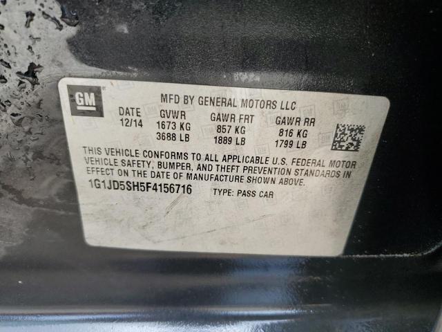 1G1JD5SH5F4156716 - 2015 CHEVROLET SONIC LT BLACK photo 12