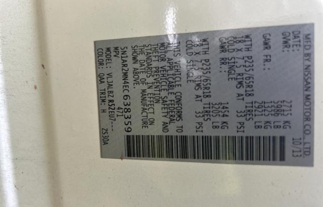 5N1AR2MN4EC638359 - 2014 NISSAN PATHFINDER S WHITE photo 10