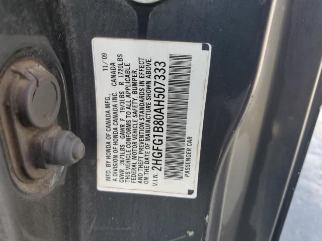 2HGFG1B80AH507333 - 2010 HONDA CIVIC EX BLACK photo 13