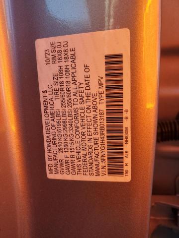 5FNYG1H43RB013187 - 2024 HONDA PILOT EXL SILVER photo 13