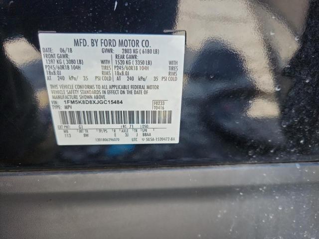 1FM5K8D8XJGC15484 - 2018 FORD EXPLORER XLT 黑色 照片 14