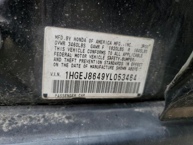 1HGEJ8649YL053464 - 2000 HONDA CIVIC EX 黑色 照片 12