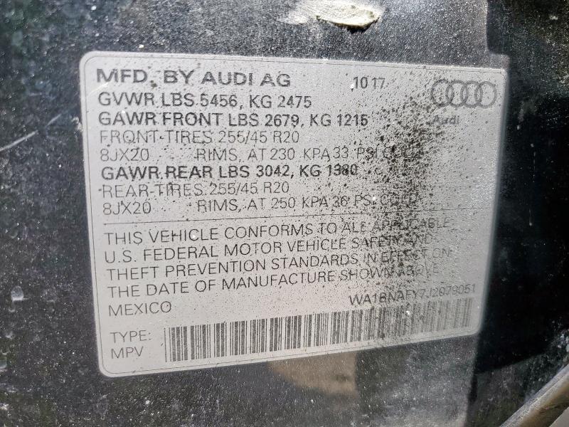 WA1BNAFY7J2079051 - 2018 AUDI Q5 PREMIUM PLUS CHARCOAL photo 14